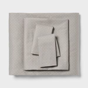 Room Essentials - Full Easy Care Cotton Blend Sateen Sheet Set Gray  Gray Dot